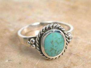 ELEGANT STERLING SILVER REAL TURQUOISE RING size 6  
