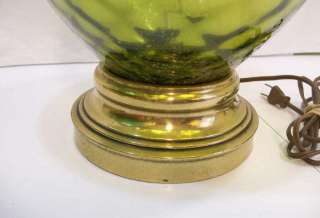 Dark olive green translucent glass table lamp   shade is not inlcuded 