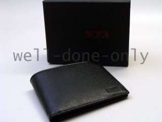  TUMI HELIX black grain patent leather bifold double billfold wallet 