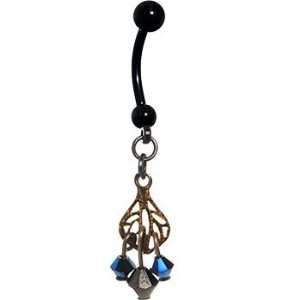  Handcrafted Antiqued Austrian Crystal Filigree Belly Ring 