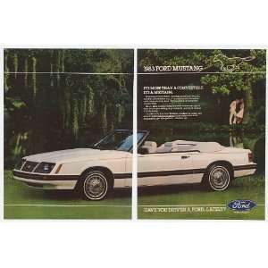   White Ford Mustang Convertible 2 Page Print Ad (20678)
