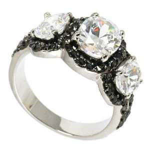  Black & White Triplet Ring Jewelry