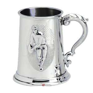    1 Pint Pewter Tankard Stamped Rugby Scene Patio, Lawn & Garden