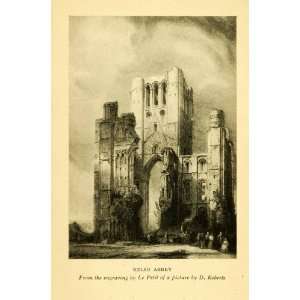  1924 Print Le Petit D. Roberts Kelso Abbey Scotland 