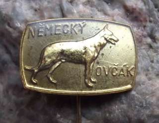 German Shepherd Dog Standing to Attention Gold Metal Pin  