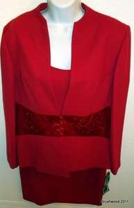 POSITIVE ATTITUDE RED 3 PIECE LINED SUIT SIZE 14  