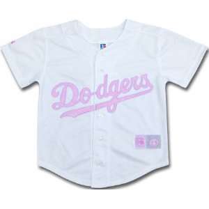 Los Angeles Dodgers Pink Russell Replica Girls MLB Youth Jersey 