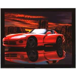  Red Hot Dodge Viper Car   Photography Poster   16 x 20 