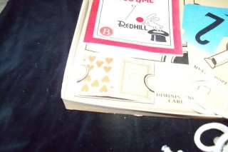 Vtg 1940s Redhill MAGIC TRICK Toy Set Wand Card Hindu Chain Set 