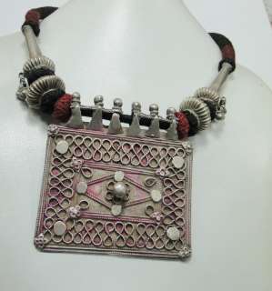 vintage sterling silver pendant necklace tribal ethnic  