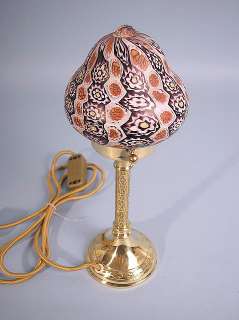 MURANO BRASS FOOT GLASS TABLE LAMP MILLEFIORI VINTAGE  