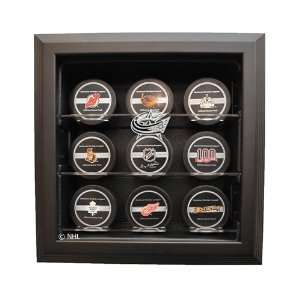  Columbus Blue Jackets 9 Hockey Puck Display Case, Cabinet Style 