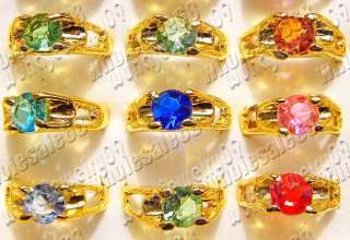 wholesale lots 100pcs multi color rhinestone gold plated womens rings 