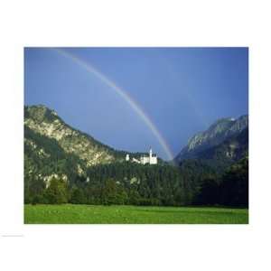 Rainbow over a castle, Neuschwanstein Castle, Bavaria, Germany Poster 