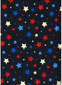 RED OFF WHITE BLUE STARS ON NAVY~ Cotton Quilt Fabric  
