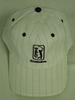 TPC Scottsdale A Flex Hat Flex Fitted L/XL White Pinstripe Ivory NEW 