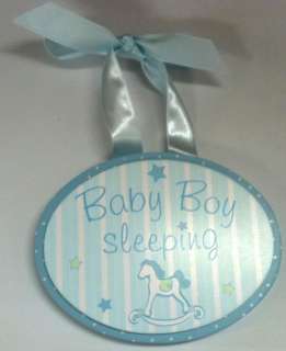 Baby Sleeping Baby Boy Door Hanger Sign NWT  