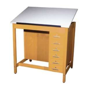 Drafting/Art Table with Board Storage, 1 Piece Adjustable Top  