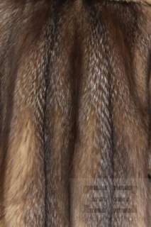Designer Beige & Brown Fox Fur Full Length Coat  