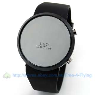 Black Magic Mirror LED Circle Dial Digital Sports Watch  