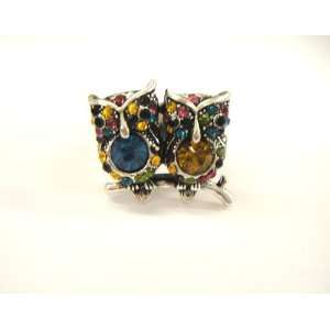  New Amazing Multi Color Cute Double Owl Stretch Ring 