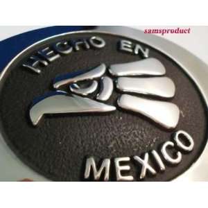  Famous Hecho En Mexico Belt Buckle Black & Silver 