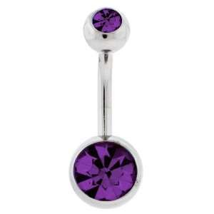   Swarovski Stones Purple Belly Button Ring 14G Banana Piercing Jewelry