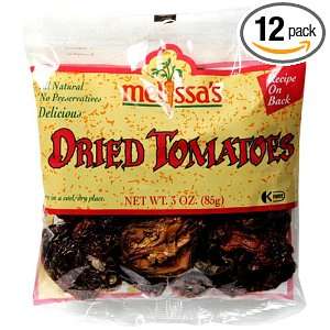 Melissas All Natural Dried Tomatoes, 3 Ounce Bags (Pack of 12)