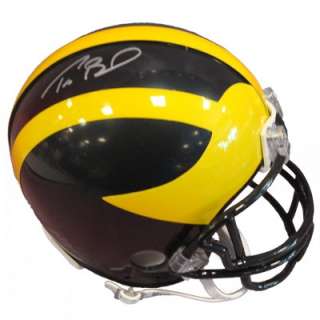 Tom Brady Signed Mini Helmet Mounted Memories COA Patriots Wolverines 
