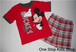 MICKEY MOUSE Boys 24 Mo 2T 3T 4T 5T Set OUTFIT Shirt Shorts DISNEY 