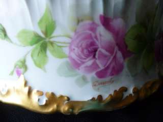 VENICE FRANCE T&V LIMOGES Porcelain China ROSES BOWL Gold Gilt 