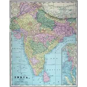  Cram 1890 Antique Map of India