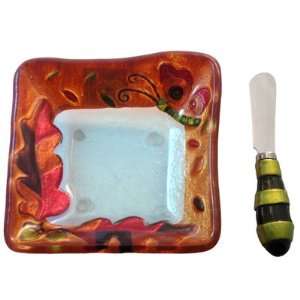 Fall Leaf Glass Fusion Cheese Bowl By Lori Siebert 