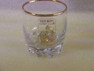 OLD BOYS GOLF CLUB TROPHY GLASS GOLD TRIM  