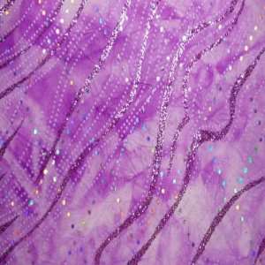  Polyester Spandex Tie Dye Glitter Swirl Fabric Violet 