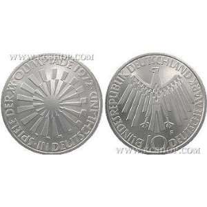 Silver Uncirculated 1972 F German 10 Marks    Olympic Commemorative 