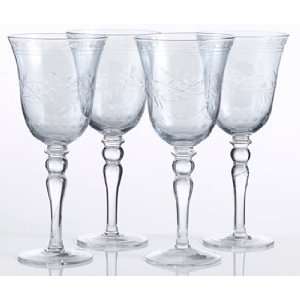  Cut Luster Blue Water Goblets