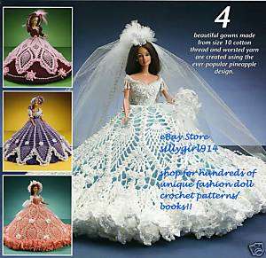 FOUR GOWNS~Crochet Book fits Barbie Fashion Doll~OOP  