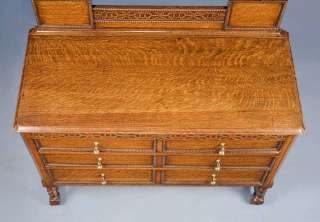 English Oak Antique Dressing Table on Barley Twist Legs
