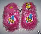 The Simpsons Ladies Pink Embroidered Slippers Size S New