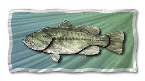 Bass freshwater fish metal wall art, modern home decor,  