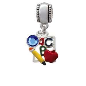  ABC Cutout School Slate European Charm Bead Hanger with 