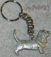 BASSET HOUND Dog Fine Pewter Keychain Key Chain Ring Fob  