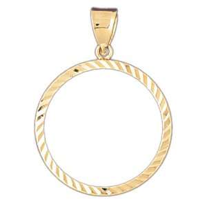  14kt Yellow Gold Coin Bezel Pendant   25.2mm Jewelry