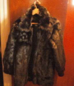 Dennis Basso Faux Fur Mink ZIPPER Front Women Coat Jacket w/Collar Sz 