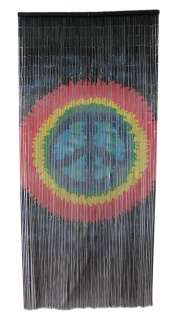 Tie Dye Peace Sign 90 Strand Bamboo Beaded Curtain  