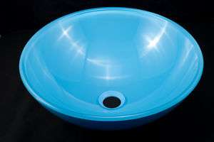Bathroom Glass Vessel Basin Sink Vanity Bowl Blue  