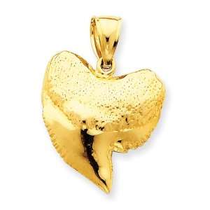    14k Solid Polished 3 Dimensional Shark Tooth Pendant Jewelry