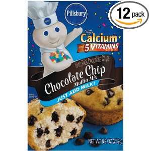 Pillsbury Chocolate Chip Muffin Mix, 8.2 Ounce Packages (Pack of 12 