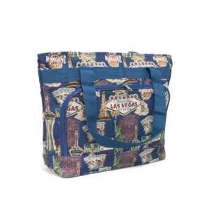  BOVANO USA Large Bag/Purse with Blue Las Vegas Pattern 